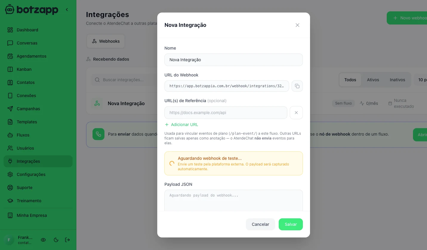 Integrações no Botzapp